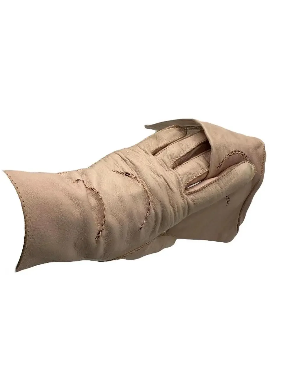 60s Carlee Vintage Kidskin Gloves: Pink Leather, Over-the-Wrist, Size 6 1/2